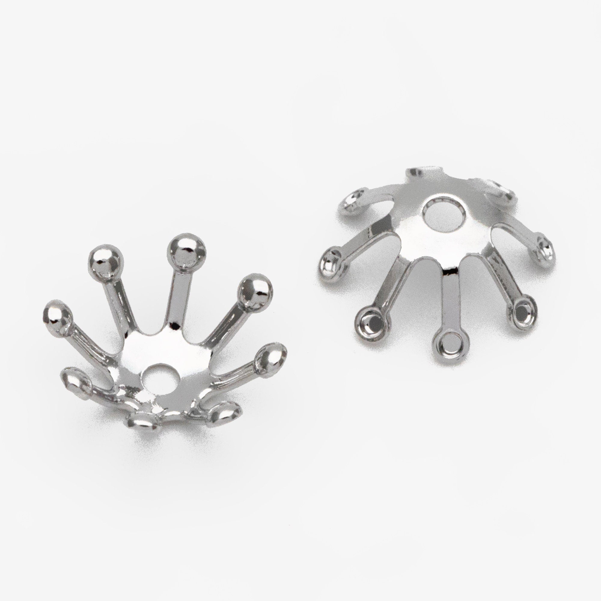 20pcs Flower Bead Caps 10mm, Real Gold/ Rhodium plated Brass, Floral Tassel Caps (GB-3087)